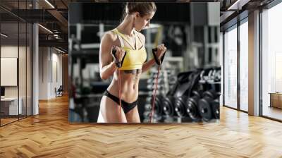 beautiful woman bodybuilder in GYM Wall mural