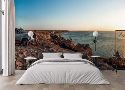 Beauty nature landscape, traveling on car concept Wall mural