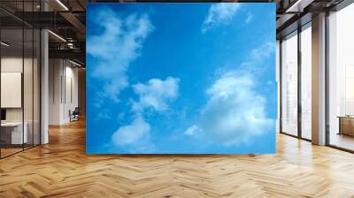 Summer blue sky cloud gradient light white background. Beauty clear cloudy in sunshine calm bright winter air bacground. Gloomy vivid cyan landscape in environment day horizon skyline view spring wind Wall mural