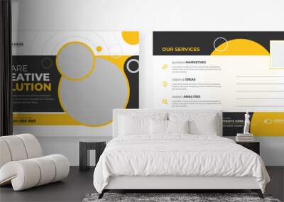 Corporate business postcard design template. minimal modern print-ready postcard design,  Wall mural