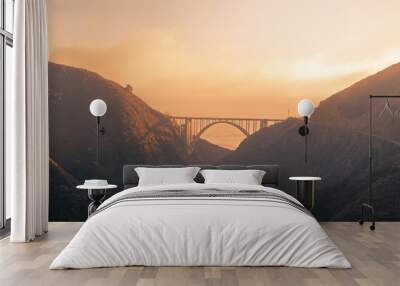 Panorama of a bridge on Pacific coast highway route 101 Wall mural