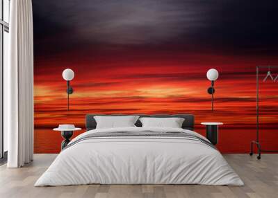 Photo of a bright red sunset on the Black Sea Wall mural