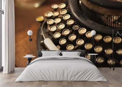 Old vintage retro wooden typewriter Wall mural