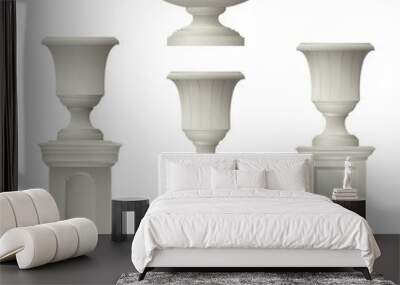  park elements : balustrade , decorative vase ,set of landscape elements,vector drawing Wall mural