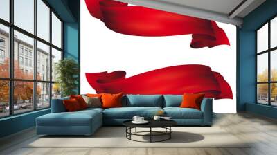 wavy red banners , vector set Wall mural