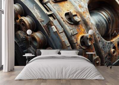 Rusty Mechanical Engine Part with Detailed Textures Wall mural