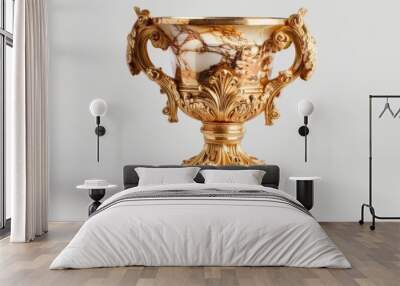 A gilded golden trophy with a marbled base, AI generated Wall mural