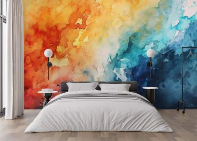 Colorful paint splatters on canvas in an abstract art piece, Ai generated Wall mural