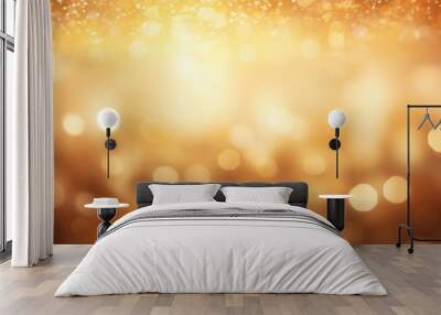 Enchanting radiance golden glittering magic lights, Glistening festive ambiance: captivating defocused holiday background, AI generated Wall mural