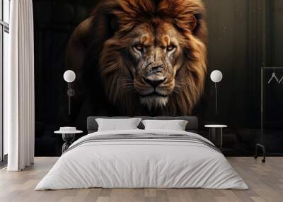 Image of a male lion. Ai generated Wall mural