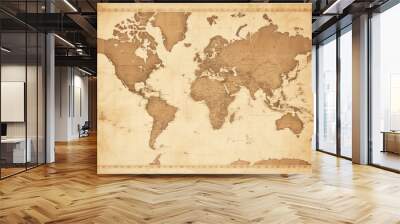 World map, A vintage map of the world in sepia tones, AI generated Wall mural