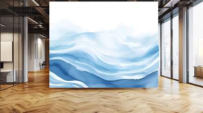 A blue  water ocean  wave, with transitions. Watercolor lines, banner. Wall mural