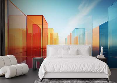 Exposure of modern abstract glass architecture. Wall mural