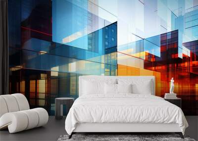 Exposure of modern abstract glass architecture. Wall mural