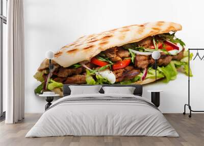 Kebab sandwich on a white background. Wall mural