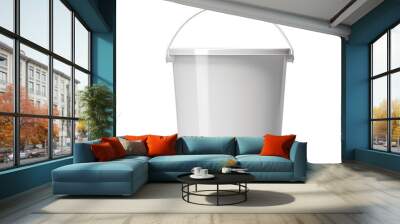 White plastic bucket with lid on a white background.. Wall mural