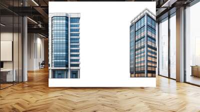  Set of Tall office building realistic image isolated on transparent background Wall mural