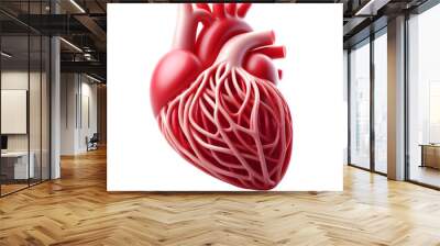 3d realistic vector isolated human heart. Anatomically correct heart with venous system Wall mural