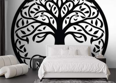 Celtic Tree of life decorative Vector ornament, Graphic arts, dot work. Grunge vector illustration of the Scandinavian myths with Celtic culture. Wall mural