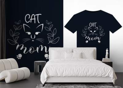 Cat mom illustrations for print-ready T-Shirts design Wall mural