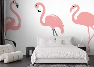 flamingo  illustration on white background   Wall mural