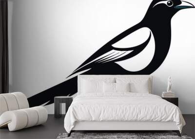 magpie silhouette vector art illustration  Wall mural