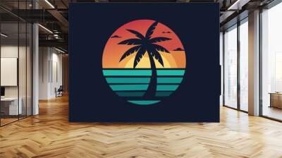 summer vibes with palm tree t-shirt design vector illustration Wall mural