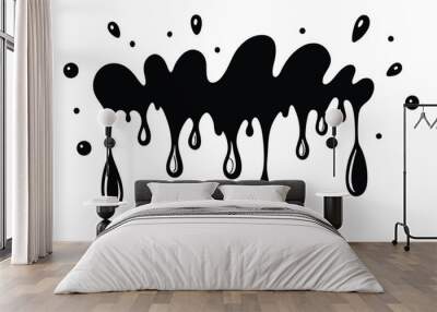 Water drops and splash silhouette collection in simple doodle style. Set different liquid shapes and silhouette.  Wall mural