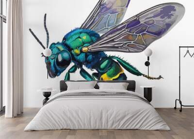 Watercolor Cuckoo Wasp Vector Wall mural