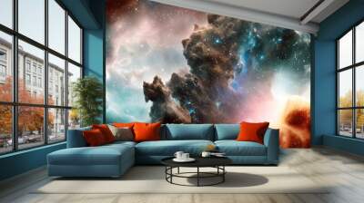 Nebula and galaxies in space. Abstract cosmos background Wall mural