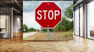 Stop sign on a road (USA/North American road sign) Wall mural