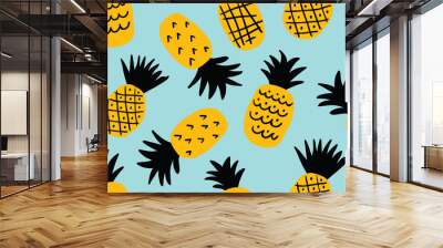 Colorful minimalistic pineapples pattern Wall mural