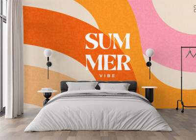 Creative concept of summer bright cover, card or poster in minimal style for corporate identity, branding, social media ads, promo. Modern design template in trendy geometric style Wall mural