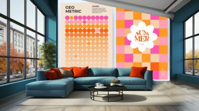 Creative concept of summer bright covers, cards or posters in minimal style for corporate identity, branding, social media ads, promo. Modern design template set in trendy geometric style Wall mural