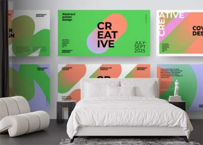 Creative covers or horizontal posters  in modern minimal style for corporate identity, branding, social media advertising, promo. Modern layout design template with dynamic fluid gradient lines Wall mural