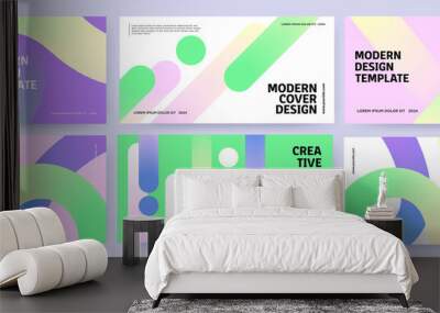 Creative covers or horizontal posters  in modern minimal style for corporate identity, branding, social media advertising, promo. Modern layout design template with dynamic fluid gradient lines Wall mural