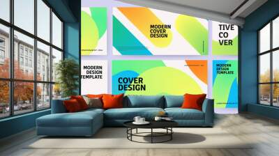 Creative covers or horizontal posters  in modern minimal style for corporate identity, branding, social media advertising, promo. Modern layout design template with dynamic fluid gradient lines Wall mural