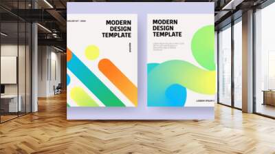 Creative covers or posters in modern minimal style for corporate identity, branding, social media advertising, promo. Modern layout design template with trendy dynamic fluid gradient lines Wall mural