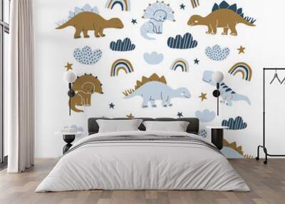 handdrawn dinosaur scandinavian style illustration Wall mural