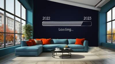 Happy new year 2023 with silver loading background Wall mural