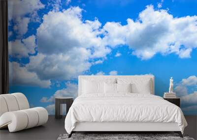 Blue sky with white clouds. Beautiful sky background. Wall mural