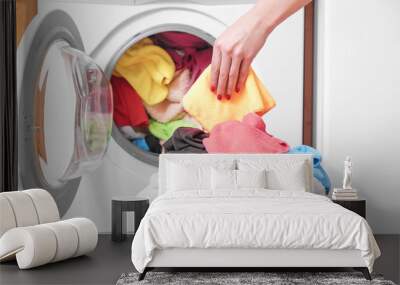 woman and a washing machine. Wall mural