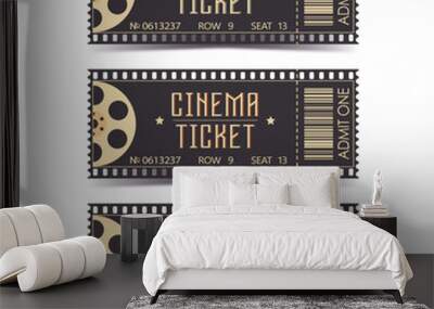 Set of retro cinema tickets. Vector movie theatre vintage illustration Wall mural