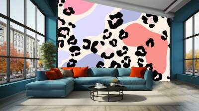 Animal print skin, blots seamless pattern. Leopard spots, colorful blobs in cartoon style Wall mural