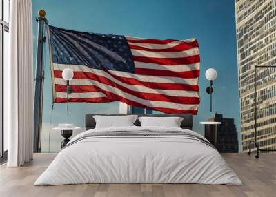 American flag on New York background Wall mural