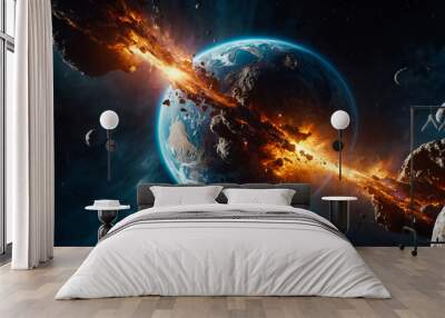 asteroid flies to earth fantastic Wall mural