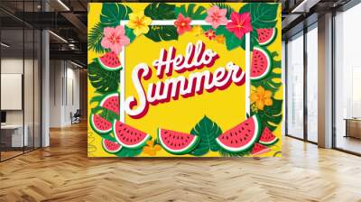 Beautiful summer background, frame, design illustration Wall mural