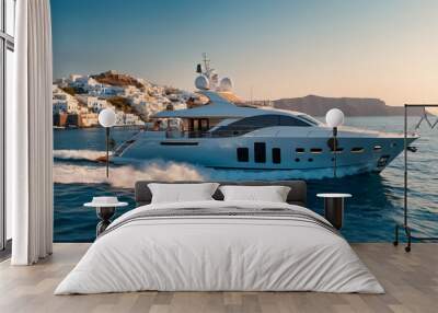 Beautiful yacht Santorini Greece paradise Wall mural