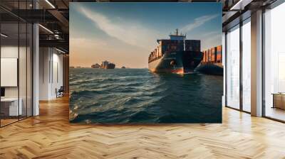 Cargo ship sea commerce Wall mural