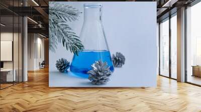 Christmas tree branch laboratory flask Wall mural